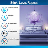 Purple Lotus Flower Wall Decal - Tranquil Peel and Stick Floral Art for Bedroom Sticker Decor - Stylish Violet Lotus Adhesives Decal