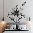 Elegant Monochrome Lily Flower Wall Decal - Stylish Black and White Floral Art Sticker for Bedroom Decor