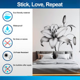 Classic Black and White Lily Bloom Wall Sticker - Elegant Floral Bedroom Wall Decal Decor - Decords