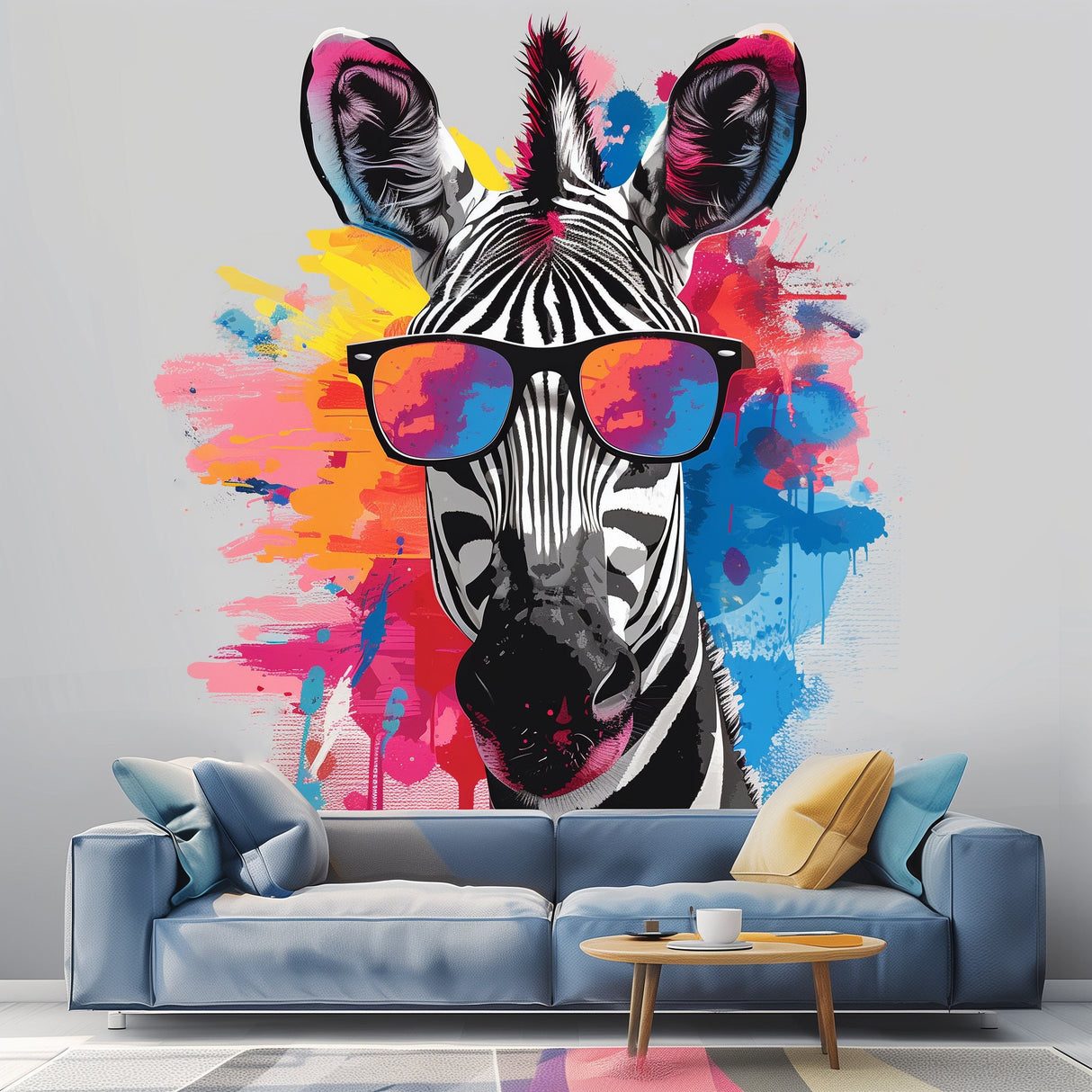 Whimsical Giraffe in Glasses Wall Decal - Colorful Watercolor Toddler Room Sticker Decor - Decords