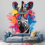 Whimsical Giraffe in Glasses Wall Decal - Colorful Watercolor Toddler Room Sticker Decor - Decords