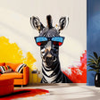 Funky Zebra with Sunglasses Wall Decal - Vibrant Modern Animal Art Sticker for Home Decor - Decords