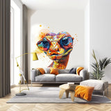 Vibrant Orange Snake with Glasses Wall Decal - Easy-to-Apply & Repositionable Watercolor Snake Sticker - Decords