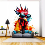 Colorful Poultry Wall Sticker Decals with Sunglasses - Modern Chicken Art Decal - Decords