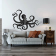 Giant Octopus Wall Sticker Decals | Detailed Nautical Wall Art | Black Octopus Home Decor | Marine Themed Living Room Decor - Decords