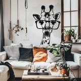 Monochrome Giraffe Wall Sticker with Glasses | Minimalist Black and White Animal Decals | Modern Living Room Decor | Chic Giraffe Wall Art