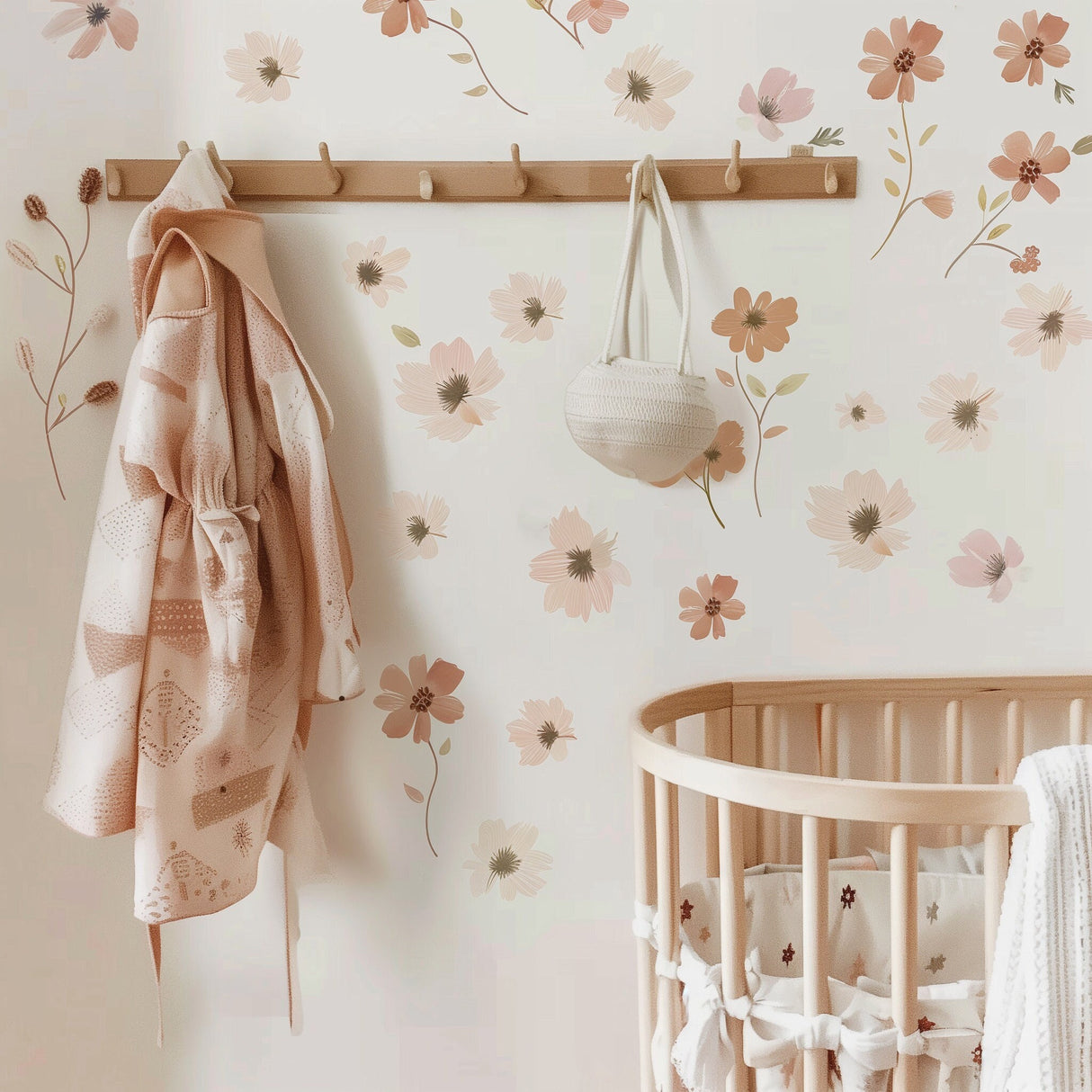Boho Nursery Floral Flower Wall Decals - Removable Floral Nursery Wall Stickers - Boho Wall Decal for Baby Room Decor