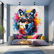 Watercolor Wolf Wall Sticker with Sunglasses - Modern Wolf Art Decal - Decords