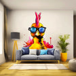 Funny Baby Chicken with Glasses Wall Decal - Vibrant Watercolor Chick Sticker - Decords