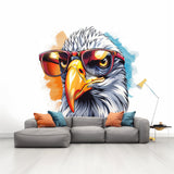 Vibrant Watercolor Bald Eagle with Glasses Wall Decal - Colorful Bird Sticker - Easy-to-Apply Eagle Wall Art - Room Decor Decals for Homes