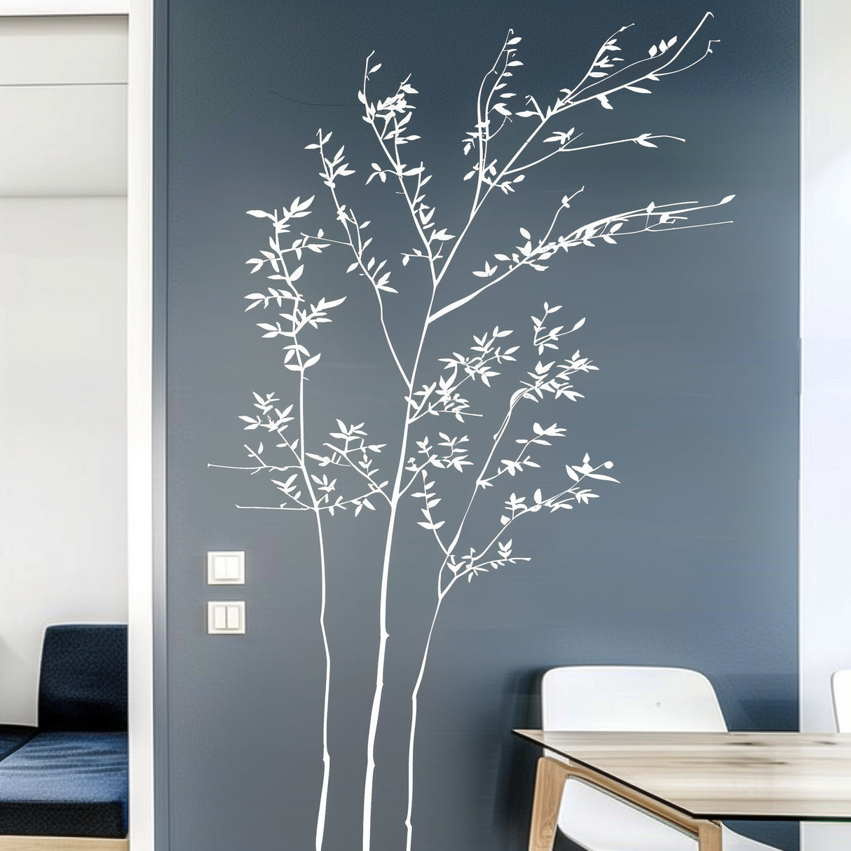 Minimalist White Branch Wall Sticker Decal | Elegant Nature-Inspired Vinyl Art | Modern Living Room Decor | Tranquil Office Wall Decoration