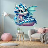 Cute Baby Dragon Wall Decal - Colorful Fantasy Creature Sticker - Kids Room Decor - Magical Nursery Art - Playful Dragon Mural