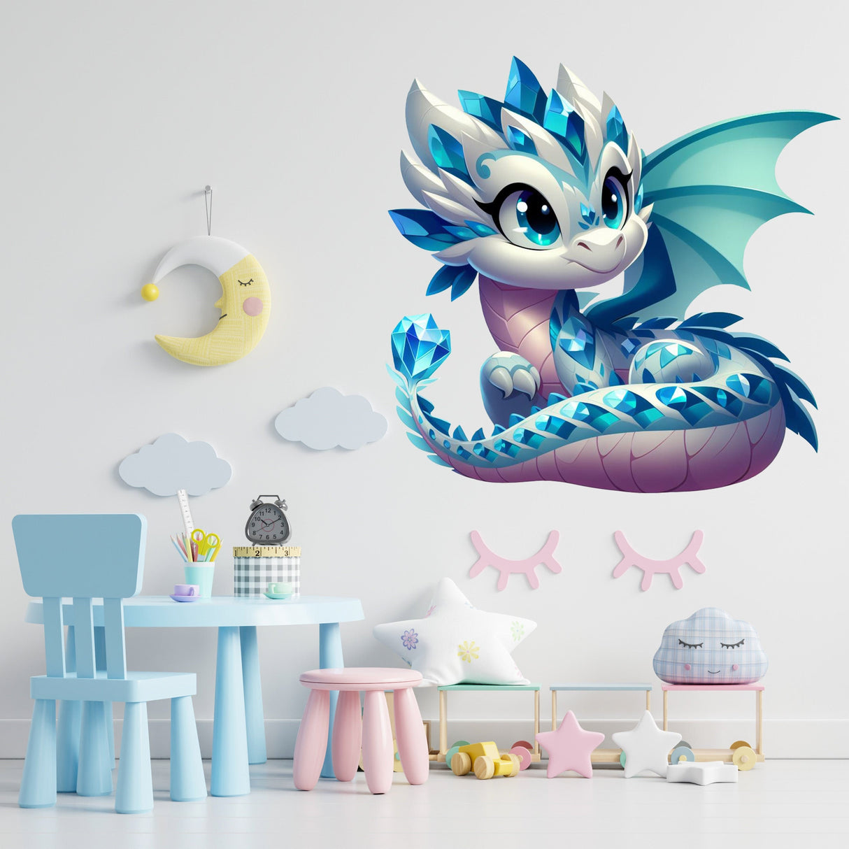 Cute Baby Dragon Wall Decal - Colorful Fantasy Creature Sticker - Decords