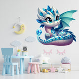 Cute Baby Dragon Wall Decal - Colorful Fantasy Creature Sticker - Kids Room Decor - Magical Nursery Art - Playful Dragon Mural