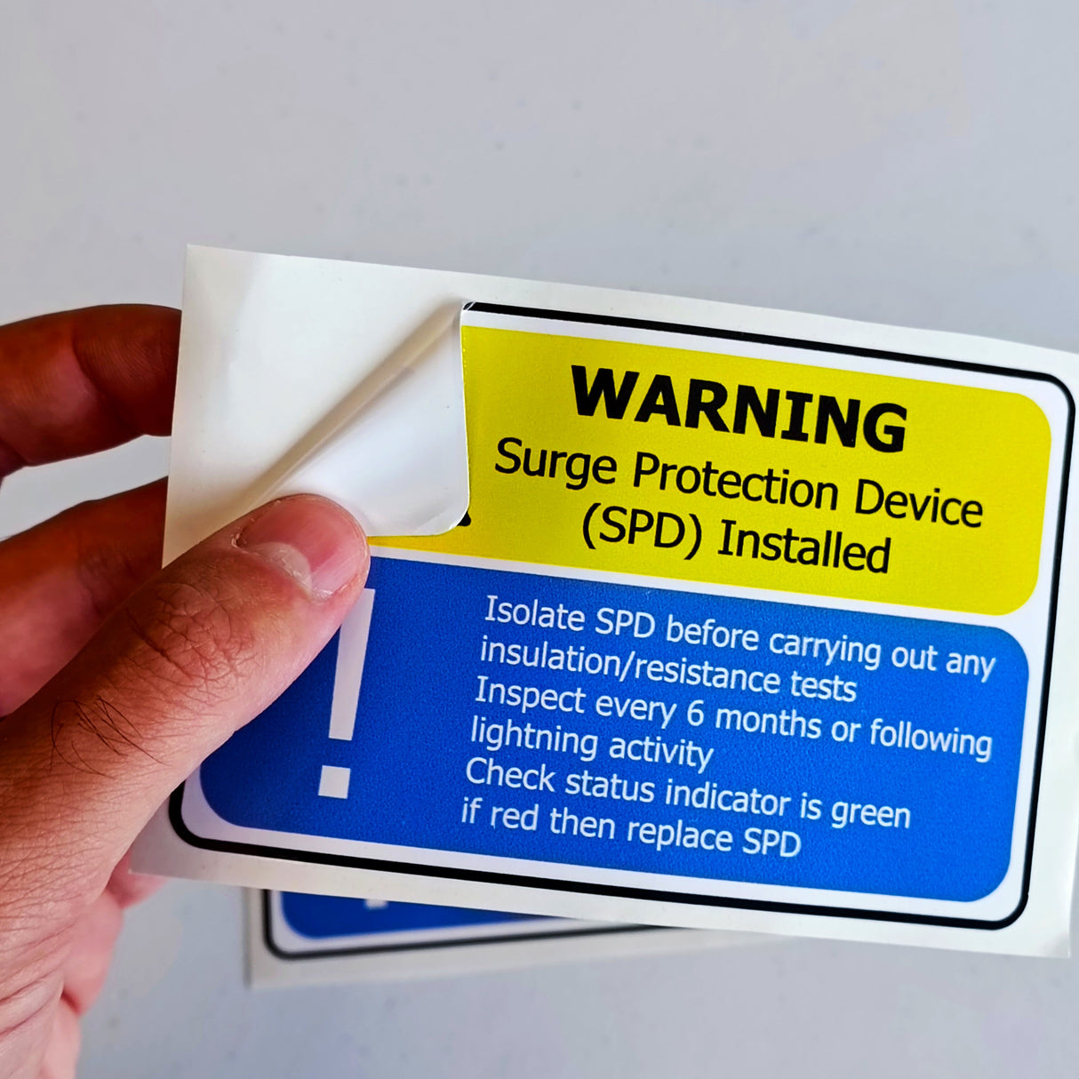 2x Surge Protection Device (SPD) Warning Label | Electrical Safety Decal | SPD Instruction Sticker Electrician Safety Supplies - Decords