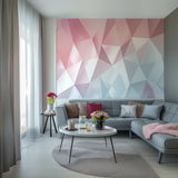 Pastel Geometric Wall Sticker | Modern Pink and Blue Geometric Wall Art | Living Room Accent Wallpaper Decal | Stylish Bedroom Decoration - Decords