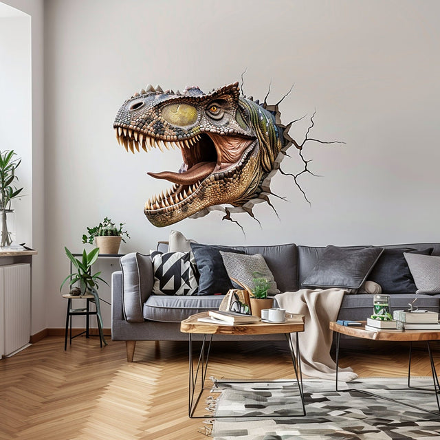 3D Carnotaurus Head Wall Decal - Realistic Roaring Dinosaur Sticker - Kids Room Decor - Adventure Nursery Art - Dinosaur Wall Stickers