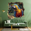 Vibrant 3D Macaw Parrot Wall Decal - Realistic Tropical Bird Sticker - Jungle Decor for Living Room Adventure Mural - Parrot Wall Art