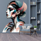 Abstract Woman Art Deco Wall Decal - Modern Geometric Female Profile Sticker - Decords