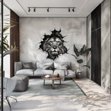 3D Lion Head Wall Decal - Majestic Lion Sticker - Realistic Monochrome Animal Art - Perfect Room Decor - Unique Lion Wall Decals for Home