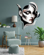 Abstract Woman Face Wall Decal Sticker - Modern Geometric Art - Stylish Decor for Bedroom, Office - Elegant Female Portrait Wall Decals