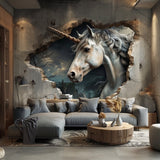 Mystical 3D Unicorn Wall Decal Sticker - Enchanted Forest Fantasy Decor for Living Room, Creative Space - Decords