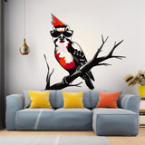 Downy Woodpecker Bird in Glasses Wall Sticker Decals - Perfect Room Decor for Nature Lovers - Unique Bird Art for Home, or Nursery Walls