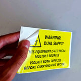 Dual Supply Warning Label Sticker | Electrical Safety Decal | Multiple Source Isolation Warning | Electrician Supplies Safety Protocol Label - Decords