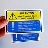 2x Surge Protection Device (SPD) Warning Label | Electrical Safety Decal | SPD Instruction Sticker Electrician Safety Supplies - Decords