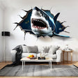 3D Great White Shark Wall Sticker | Crack Hole Realistic Shark Wall Decal | Ocean Adventure Portal Home Decor | Unique Living Room Wall Art