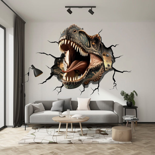 3D Roaring Carnotaurus Dinosaur Wall Decal Sticker - Realistic Kids Room Decor - Adventure Nursery Art - Dinosaur Decals for Boys Rooms