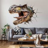 3D Carnotaurus Head Wall Decal - Realistic Roaring Dinosaur Sticker - Decords