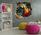 Vibrant 3D Macaw Parrot Wall Decal - Realistic Tropical Bird Sticker - Jungle Decor for Living Room Adventure Mural - Parrot Wall Art