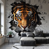 Realistic 3D Tiger Face Wall Decal - Fierce and Majestic Tiger Sticker - Decords