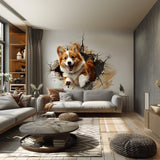 3D Corgi Dog Wall Decal - Playful Pet Sticker - Decords