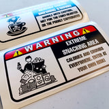 Funny Warning Label Stickers Set | Humorous Office Kitchen Decals | Witty Sarcasm, Coffee, Talkative, Snacking Area Signs | Novelty Stickers