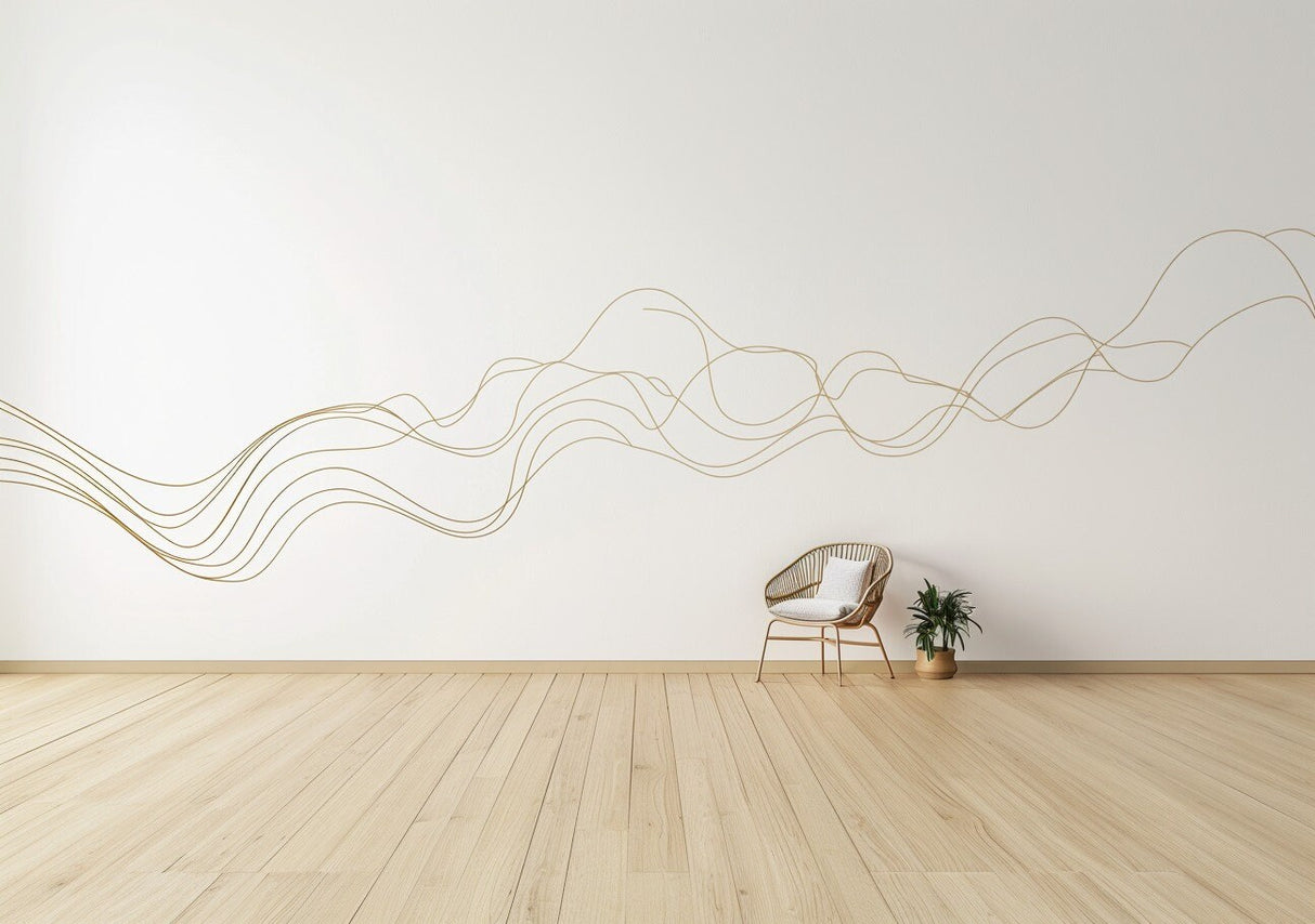 Elegant Line Art Wall Sticker | Line Twist Wall Decal | Swirl Wall Stickers | Make your Custom design shape with Stickers Golden Stripes - Decords