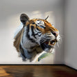 Photorealistic Tiger Wall Decal Sticker | Fierce Jungle Cat Art | Realistic Tiger Decals for Living Room Office | Nature-Inspired Home Decor