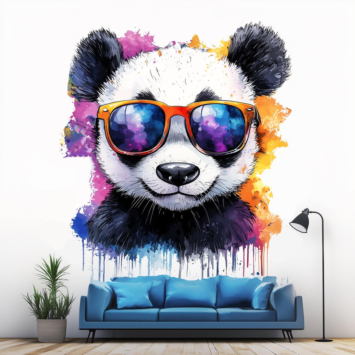 Adorable Baby Panda Wall Decal | Watercolor Sunglasses Art Sticker | Fun Nursery Decor | Cute Panda Room Decals for Kids' Room Decor