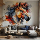 Watercolor Horse Head Wall Sticker Decal - Vibrant Artistic Animal Decor - Creative Space Mural - Horse Wall Art - Room Decor for Kids