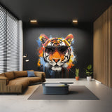 Graffiti Tiger Wall Sticker with Sunglasses | Bold and Vibrant Animal Art Decal | Modern Urban Home Decor | Statement Living Room Wall Art