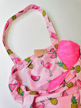 Pink Kids Shopper Bag with Flamingos and Pineapples | Cute Children's Tote | Fun and Stylish Pink Flamingo Bag for Girls