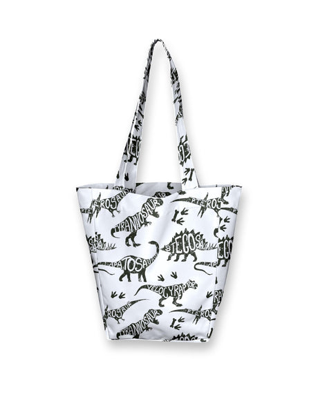 Kids Shopper Bag | White Dinosaur Tote | Eco-Friendly Kids Tote | Cute and Durable Totes Bag for Kids