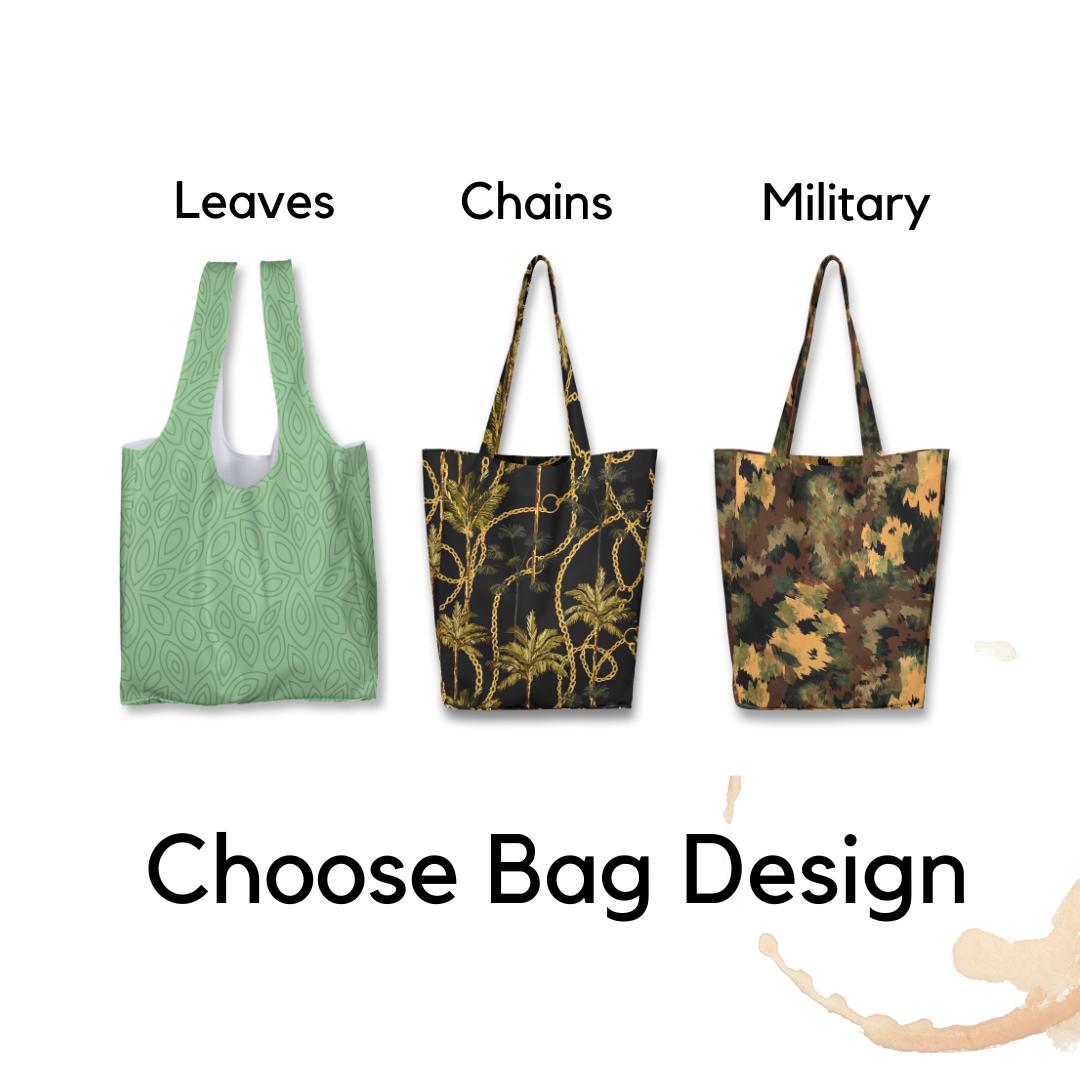 Women's XXL Shopper Bag with Wallet | Green Leaves Design | Eco-Friendly Oversized Tote | Versatile Shopping and Travel Bag - Decords