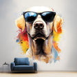 Photorealistic Labrador Wall Sticker | Cool Dog Decal with Sunglasses | Fun Animal Wall Art | Playful Pet Decor | Vibrant Wall Decal