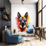 Photorealistic German Shepherd Wall Sticker | Cool Dog Decal with Sunglasses | Colorful Dogs Wall Art | Playful Pet Decor Vibrant Wall Decal - Decords