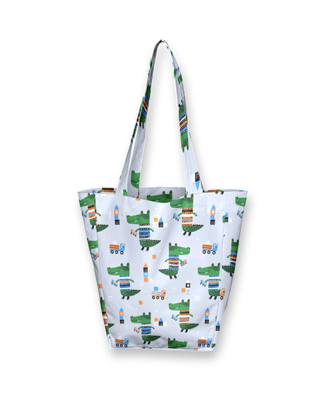 Kids Shopper Bag | White Dinosaur Tote | Eco-Friendly Kids Tote | Cute and Durable Totes Bag for Kids