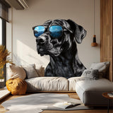 Cool Black Dog with Sunglasses Wall Decal | Stylish Great Dane Wall Art | Removable Pet Wall Sticker | Modern Puppy Themed Room Decor - Decords