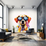 Colorful Labrador Puppy Wall Sticker | Cute Dog Decal | Fun Animal Wall Art with Sunglasses | Playful Kids Room Decor | Vibrant Wall Decal - Decords