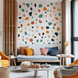 Terrazzo Wall Stickers | Boho Shape Dot Decals | Colorful Abstract Shapes | Modern Kids Room Decor | Removable Vinyl Art - Decords